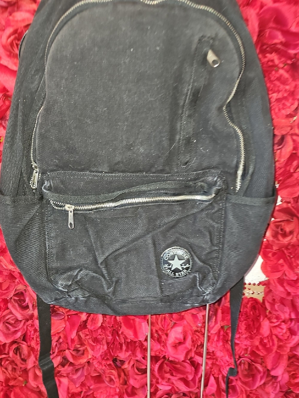 Converse Black Canvas Backpack with Front Zip Pocket